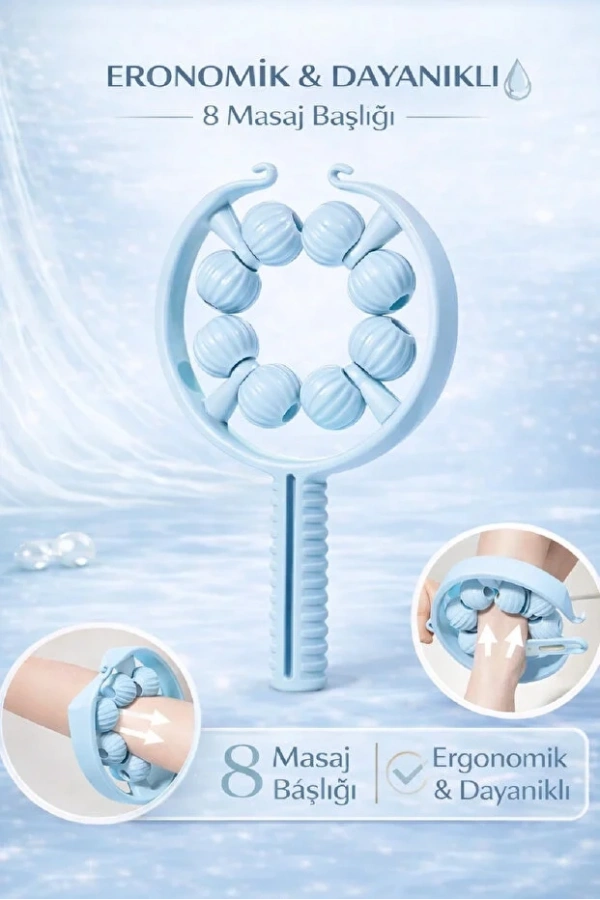 8 Tekerlekli El Tipi Masaj Aleti Kas Gevşetici Lenf Drenaj Rulosu Ayarlanabilir Kol Bacak Bakım