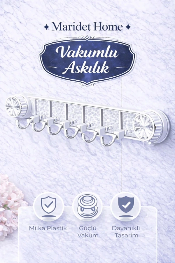 Güçlü Vantuzlu Şeffaf Askılık Banyo Mutfak Duvar Askılığı Paslanmaz Askı | Delmeden Tak Çıkar