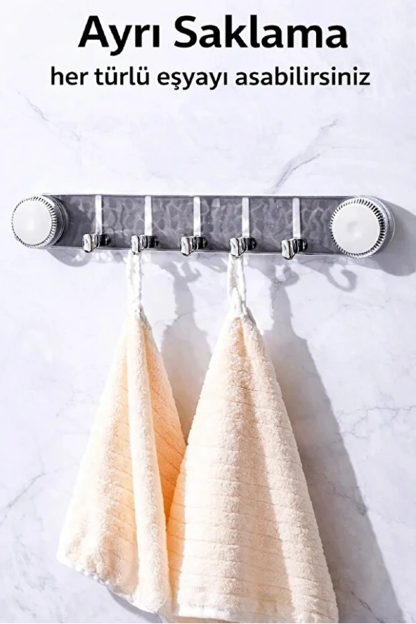 Güçlü Vantuzlu Şeffaf Askılık Banyo Mutfak Duvar Askılığı Paslanmaz Askı | Delmeden Tak Çıkar 2 Adet