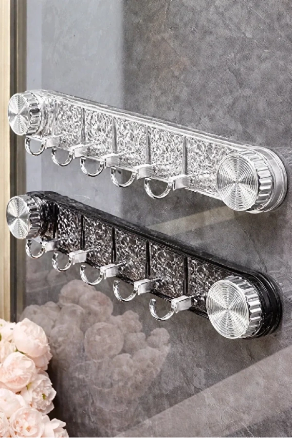 Güçlü Vantuzlu Şeffaf Askılık Banyo Mutfak Duvar Askılığı Paslanmaz Askı | Delmeden Tak Çıkar 6 Adet