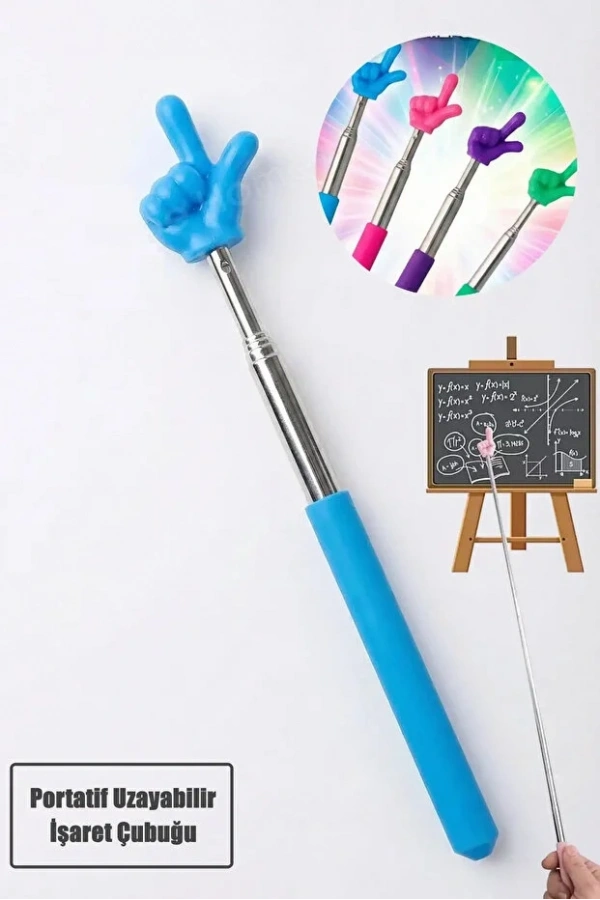 Portatif Uzayabilir El Parmak Şeklinde Sevimli İlginç Öğretmen Tahta İşaret Çubuğu | 1 Adet