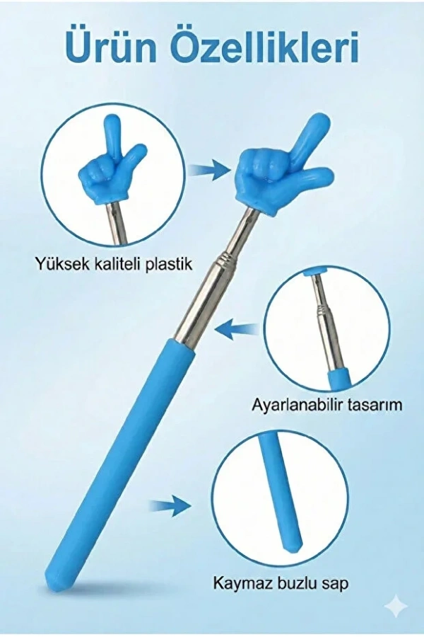 Portatif Uzayabilir Sevimli Parmak Öğretmen İşaret Tahta Çubuğu Teleskopik Çubuk | 5 Adet
