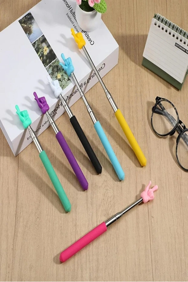 Portatif Uzayabilir Sevimli Parmak Öğretmen İşaret Tahta Çubuğu Teleskopik Çubuk | 5 Adet