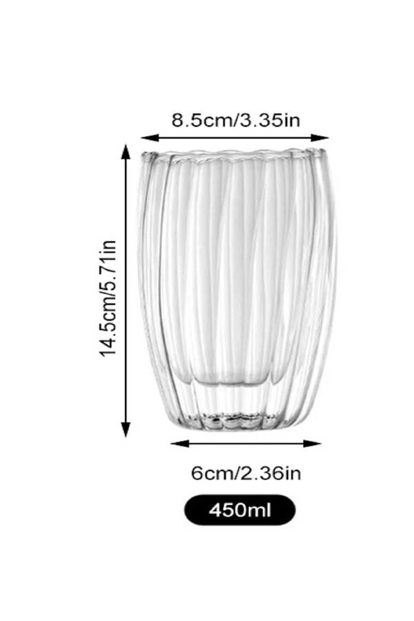 Burgu Desenli Origami Stil Borosilikat Cam Sunum Bardağı 450 ML