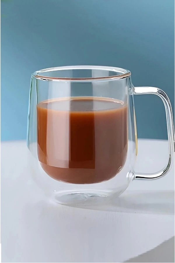 Çift Cidarlı 250 ML Borosilikat Bardak Çay Kahve Meşrubat Servis Sunum Bardağı 2 Adet