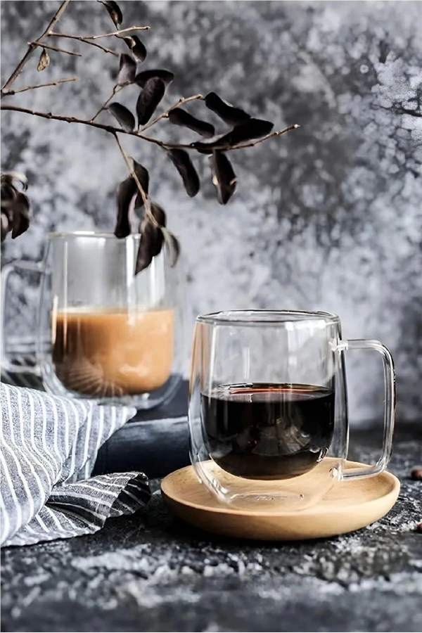 Çift Cidarlı 250 ML Borosilikat Bardak Çay Kahve Meşrubat Servis Sunum Bardağı 2 Adet