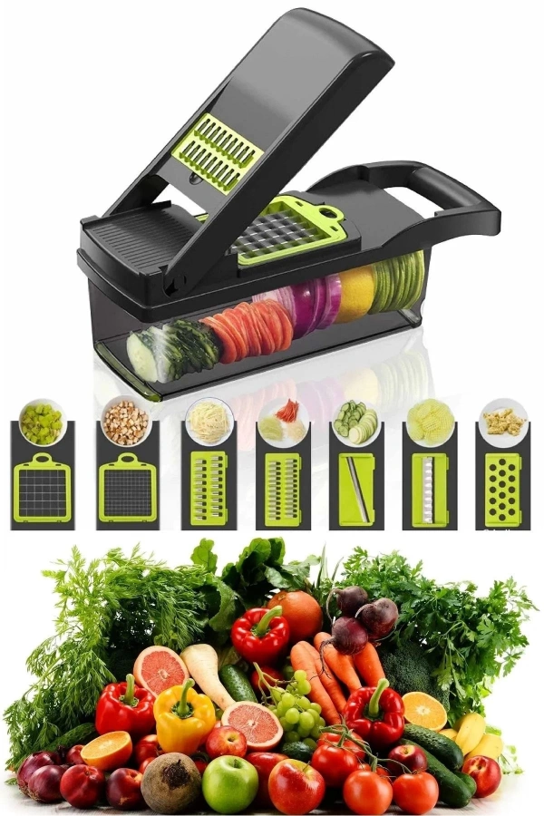 Lüx Küp Rende 13 Parça Hazneli Sebze Doğrayıcı Seti