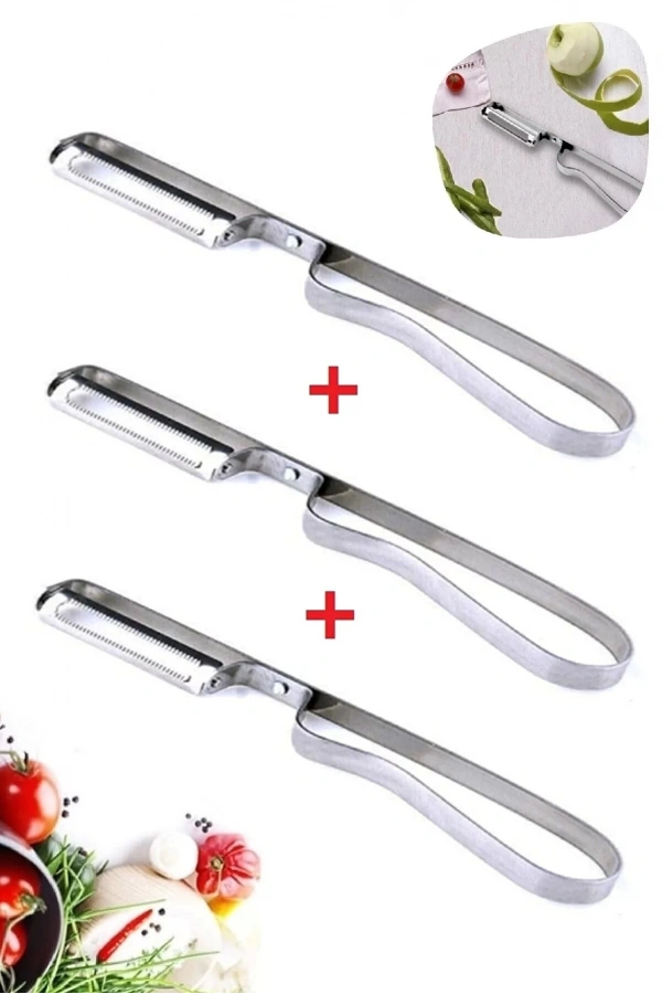 Metal Yan Soyacak Çelik Sebze Soyacak Çelik Paslanmaz 3lü Set