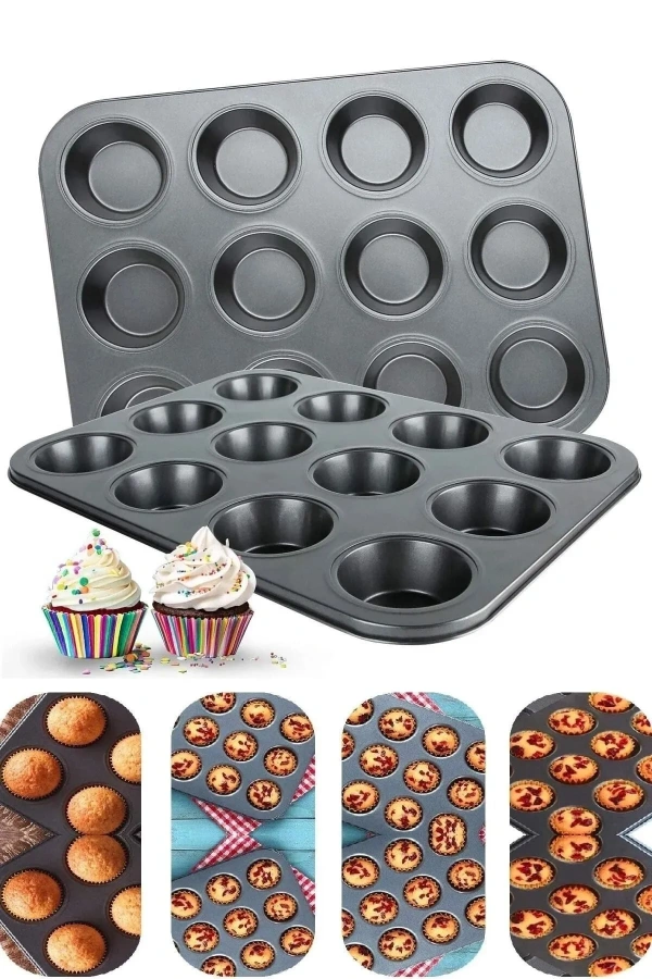 Muffin Kalıbı 12li + 24lü Kek Kurabiye Cupcake Muffin Kalıbı Fırın Kapsül Tepsisi
