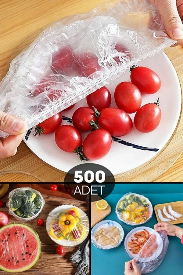 Pratik Tazeliği Koruyan Tencere Tabak Bonesi |  Şeffaf Gıda Koruma Saklama Kapak Bonesi 500 ADET