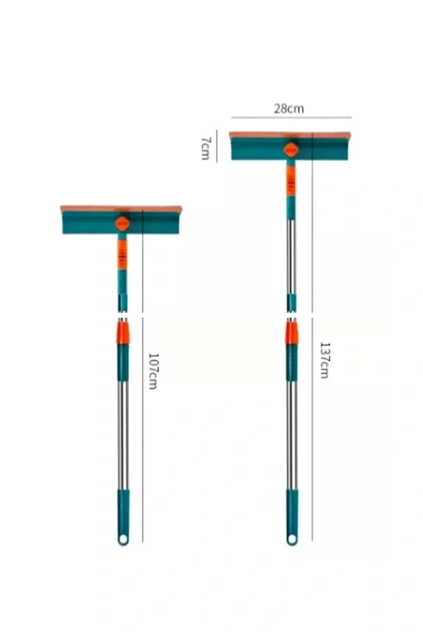 Teleskopik Çift Yönlü Pratik Cam Silme Aparatı Pencere Temizleyici Çok Amaçlı Çekpas