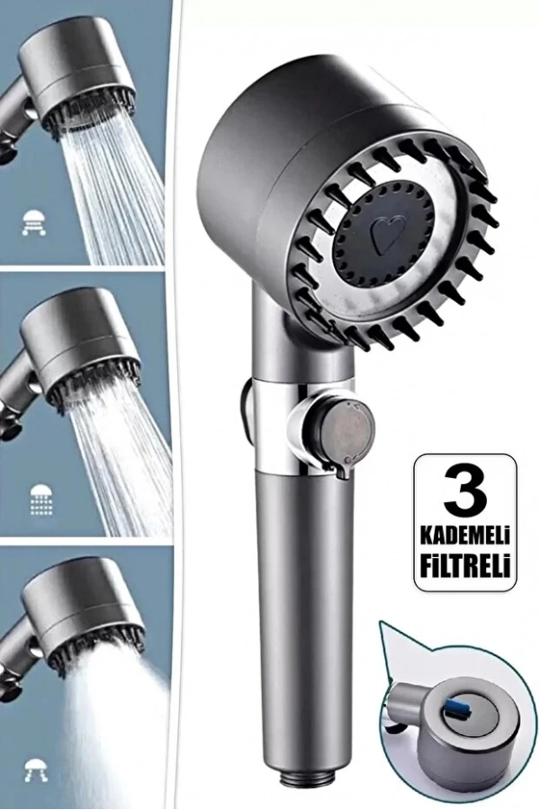 Turbo Fan Pervaneli 5 Fonksiyonlu Duş Başlığı | Su Tasarruflu El Tipi Yüksek Basınçlı Duş Başlığı