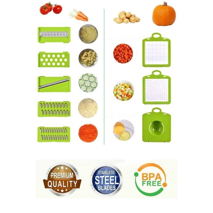 13 Parça Hazneli Sebze Doğrayıcı Dilimleyici Kesici Çok Fonksiyonlu Rende Seti