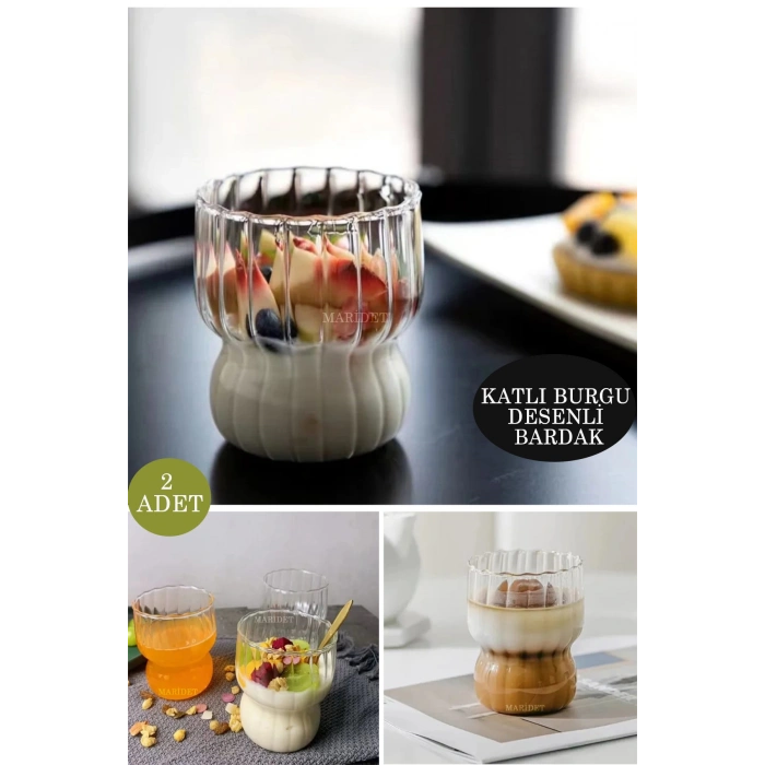 2 Adet Isıya Dayanıklı Borosilikat Katlı Burgu Şeklinde Bardak | Kahve Ve Sunum Bardağı