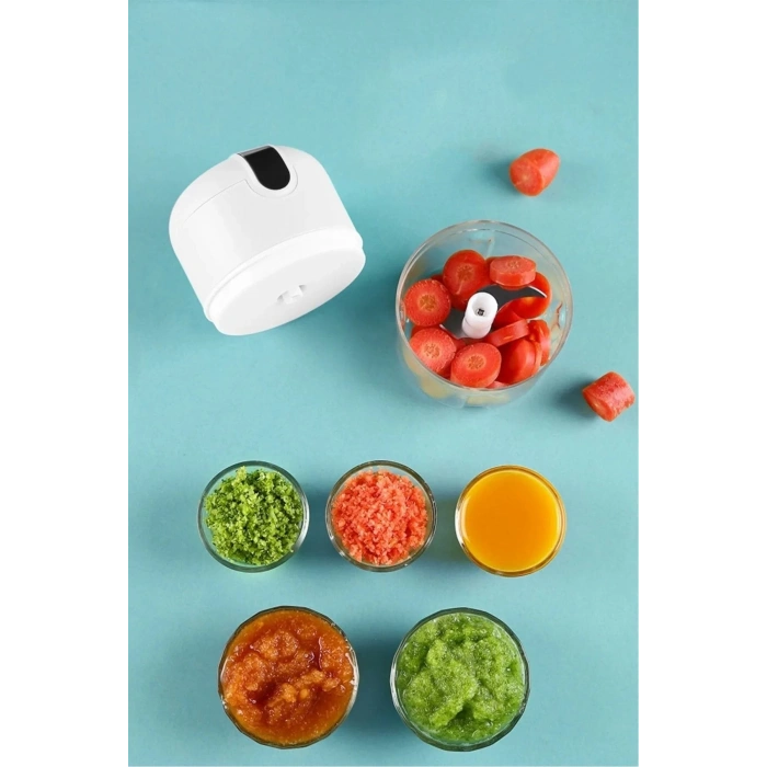 250 Ml Hazneli Mutfak Robotu Paslanmaz Bıçaklı Kompakt Şarj Edilebilir Mini El Rondosu Şarjlı Hazneli Rende