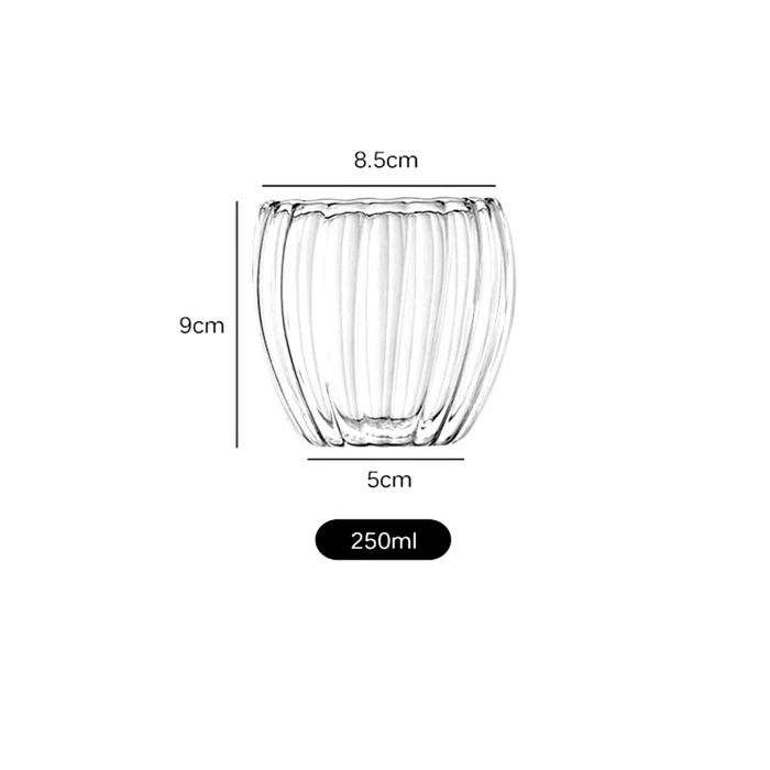 2li Cidarlı Borosilikat Tarz Origami Burgulu Bardak Çay Süt Kahve Kupası Sıcak Soğuk İçecek Bardağı