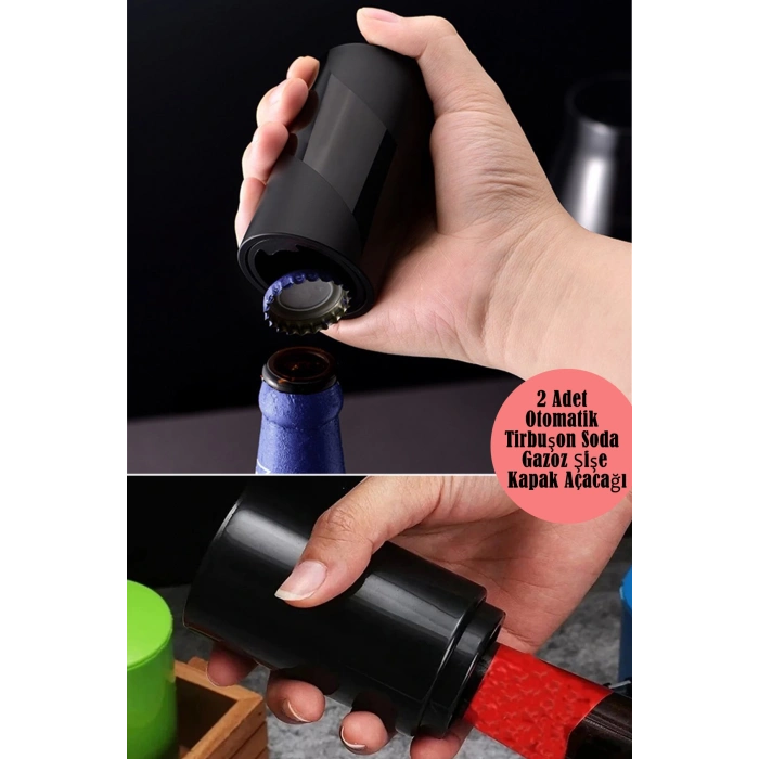 2li Otomatik Basmalı Şişe Kapak Açacağı Multi Fonksiyonel Hızlı Meşrubat Soda Kapağı Açma Aparatı