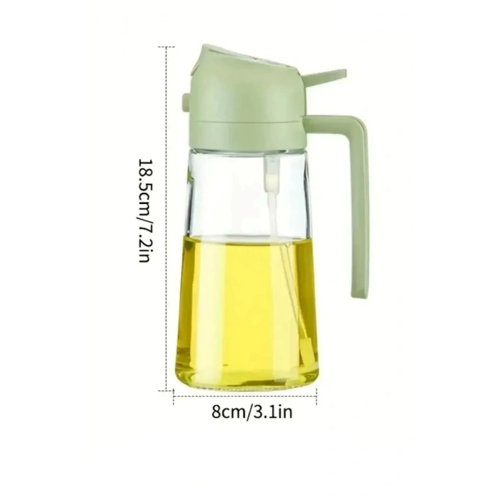 3 Adet Çift Fonksiyonlu Yağdanlık Zeytinyağı Sıvıyağ Cam Şişe Sprey Airfryer Yağlık Sirkelik 450ml