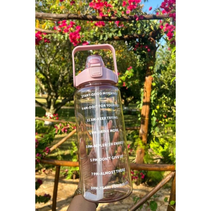 3lü Şeffaf Stickerlı Motivasyonel Su Matarası Su Şişesi Taşınabilir Matara Seti