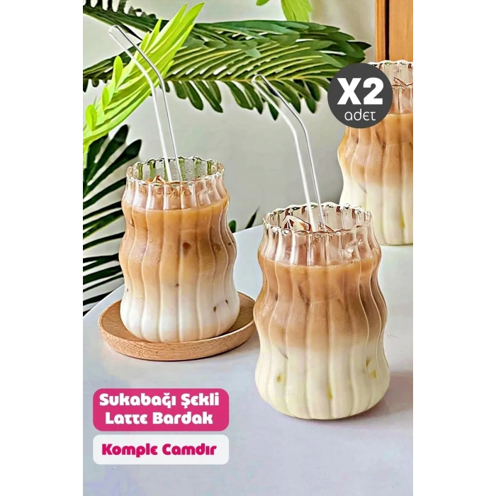 400 ML Isıya Dayanıklı Borosilikat Iskandinav Tarz Burgu Stil Bardak Kahve Ve Sunum Bardağı | 2 ADET