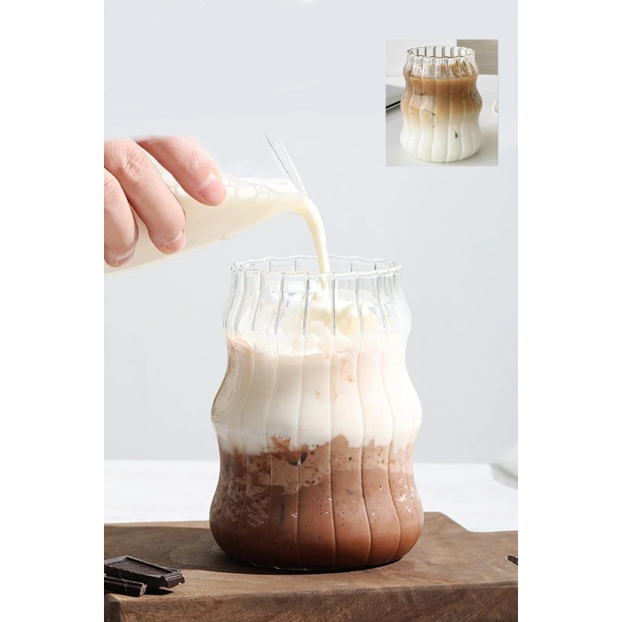 400 ML Isıya Dayanıklı Borosilikat Iskandinav Tarz Burgu Stil Bardak Kahve Ve Sunum Bardağı | 2 ADET