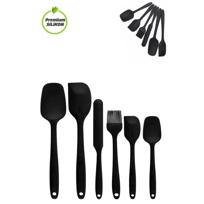 6Lı Mutfak Servis Seti Pasta Slikon Yumurta Fırçası Kaşık Bıçak Spatula Seti