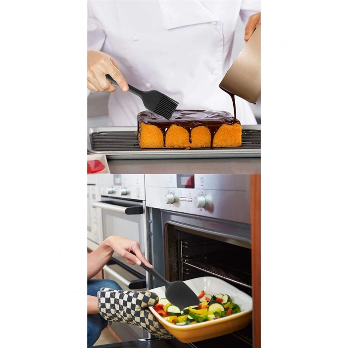 6Lı Mutfak Servis Seti Pasta Slikon Yumurta Fırçası Kaşık Bıçak Spatula Seti