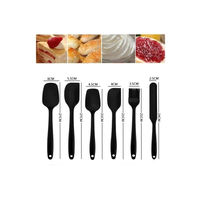 6 Parça Silikon Spatula Seti Pasta Yumurta Fırçası Kaşık Bıçak Spatula Yemek Hazırlık Seti
