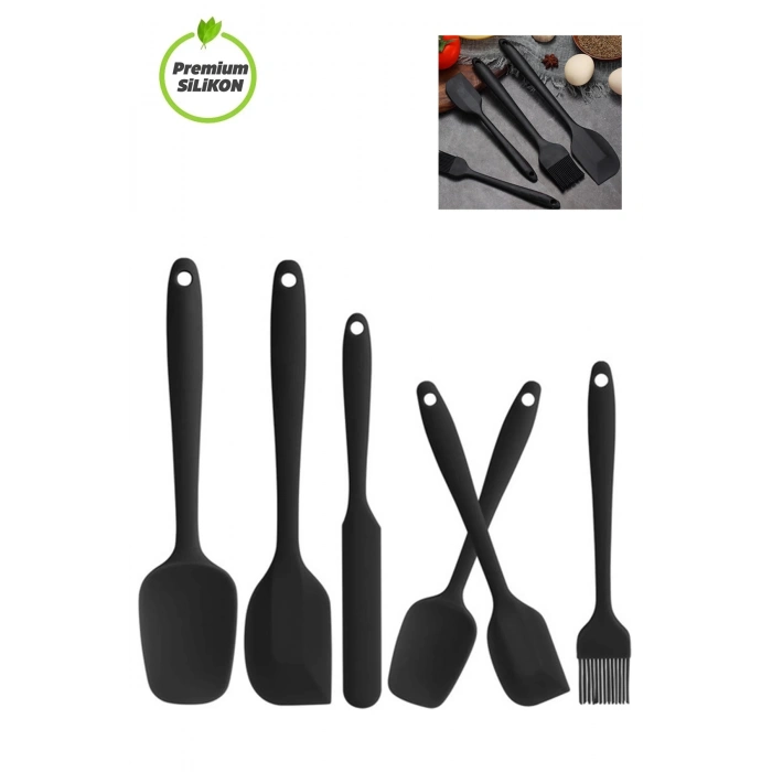 6 Parça Silikon Spatula Seti Pasta Yumurta Fırçası Kaşık Bıçak Spatula Yemek Hazırlık Seti