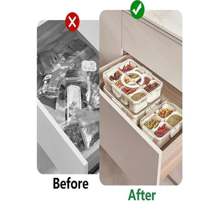 8 Bölmeli Kilit Kapaklı Taşınabilir Saklama Kabı Kahvaltılık Organizer Gıda Kutusu Piknik Seti