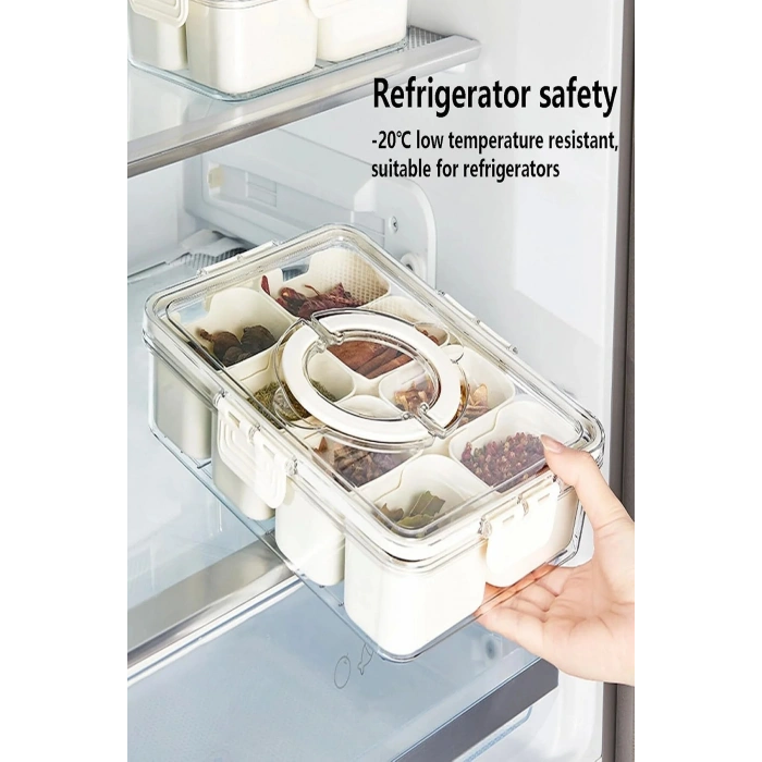 8 Bölmeli Kilit Kapaklı Taşınabilir Saklama Kabı Kahvaltılık Organizer Gıda Kutusu Piknik Seti