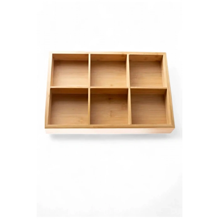 Bambu 6 Bölmeli Organizer Takı Düzenleyici Kuruyemiş Saklama Mutfak Organizer