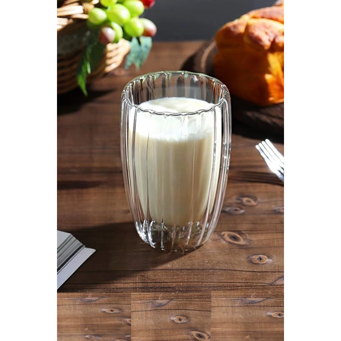 Burgu Desenli Origami Stil Borosilikat Cam Sunum Bardağı 450 ML