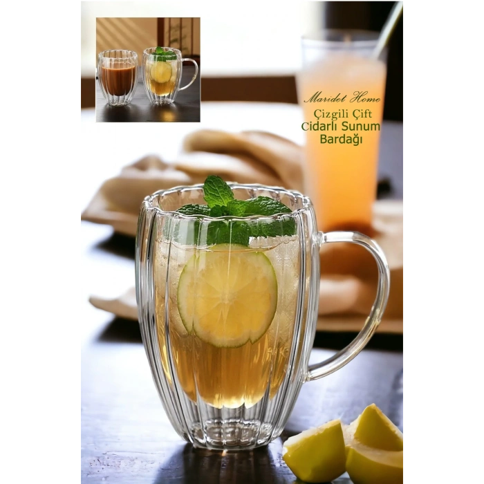 Burgulu Origami Stil Cam Bardak Çay Süt Kahve Kupası Sunum Bardağı 450 ML