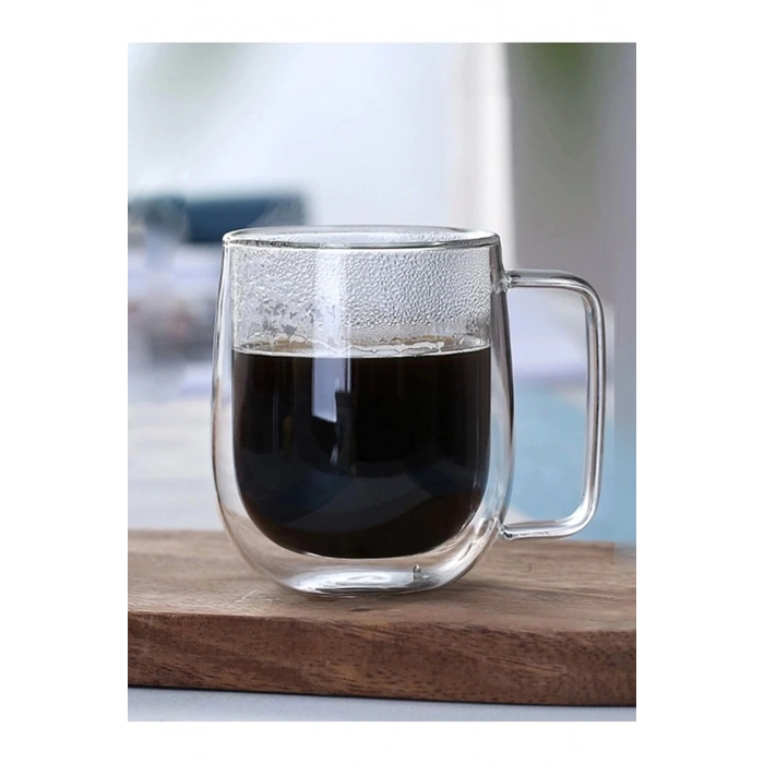 Çift Cidarlı Bardak 250 ml Ev Ofis Çay Fincanı Kahve Sunum Bardağı 2 Adet
