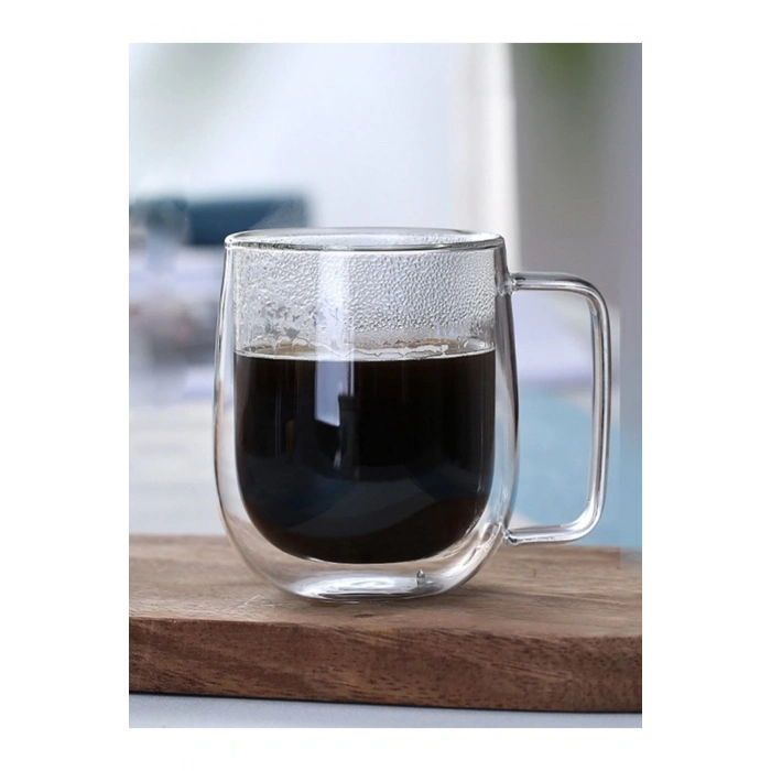 Çift Cidarlı Cam Bardak Kupa Çift Katlı Isı Yalıtımlı Espresso Latte Bardağı 2 Adet