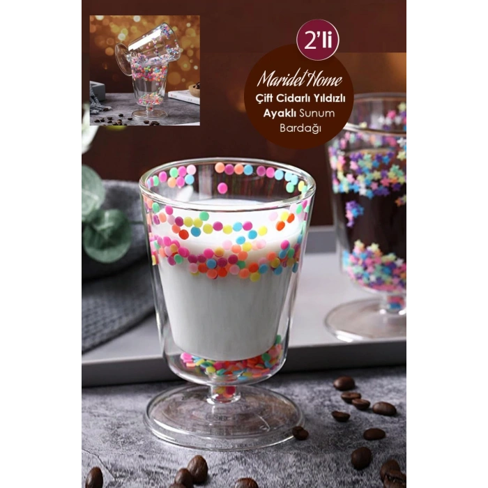 Çift Cidarlı Isıya Dayanıklı Çift Cidarlı Sunum Magnolya Kasesi ve Kahve Bardağı | Yıldızlı Ayaklı Bardak