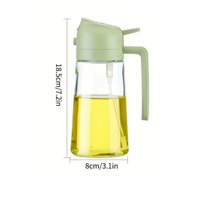 Çift Foksiyonlu Cam Yağdanlık Püskürtmeli Sprey Zeytinyağı Sıvıyağ Şişesi - 1 Adet