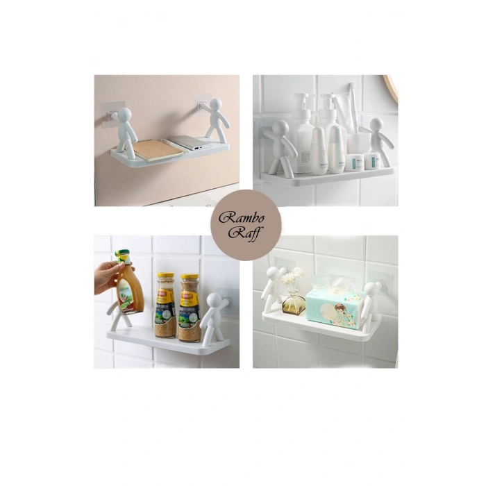 Çok Amaçlı Baharatlık Makyaj Banyo Ve Mutfak İçin Kendinden Yapışkanlı Rambo Raf - 2 ADET