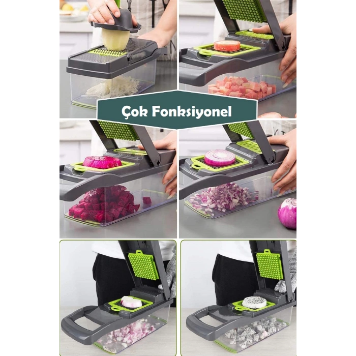 Fonksiyonlu Küp Rende Sebze Soğan Doğrayıcı Hazneli Dicer Patates Kesici Dilimleyici Mutfak Seti