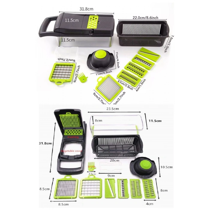 Fonksiyonlu Küp Rende Sebze Soğan Doğrayıcı Hazneli Dicer Patates Kesici Dilimleyici Mutfak Seti