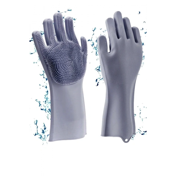 ilikon Bulaşık Yıkama Eldiveni Tencere Tava Lavabo Ovma Tırtıklı Mutfak Temizlik Eldiveni 2li Eldiven