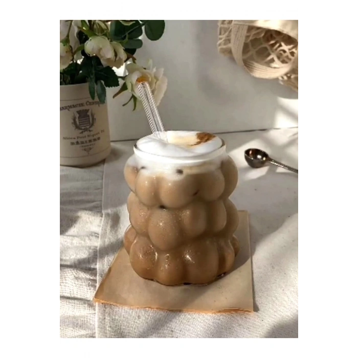 Isıya Dayanıklı Borosilikat Boncuk & Üzüm Şekilli Bardak Boncuklu Tasarım Meyve Suyu Fincanı Kahve Ve Sunum Bardağı