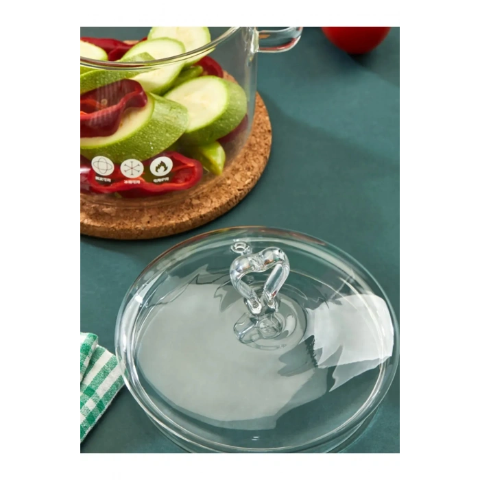 Isıya Dayanıklı Minimalist Borosilikat Cam Kalp Figürlü Tencere | Termisil Ocak Üstü Cam Tencere