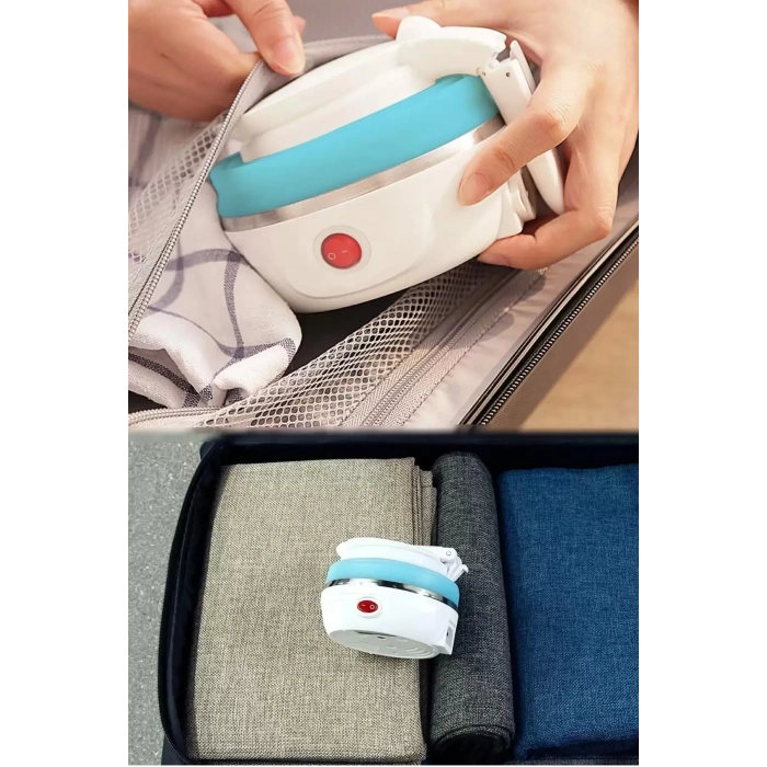 Katlanabilir Silikonlu Elektrikli Su Isıtıcısı Kamp Piknik Su Isıtıcı Taşınabilir Mini Kettle - Beyaz
