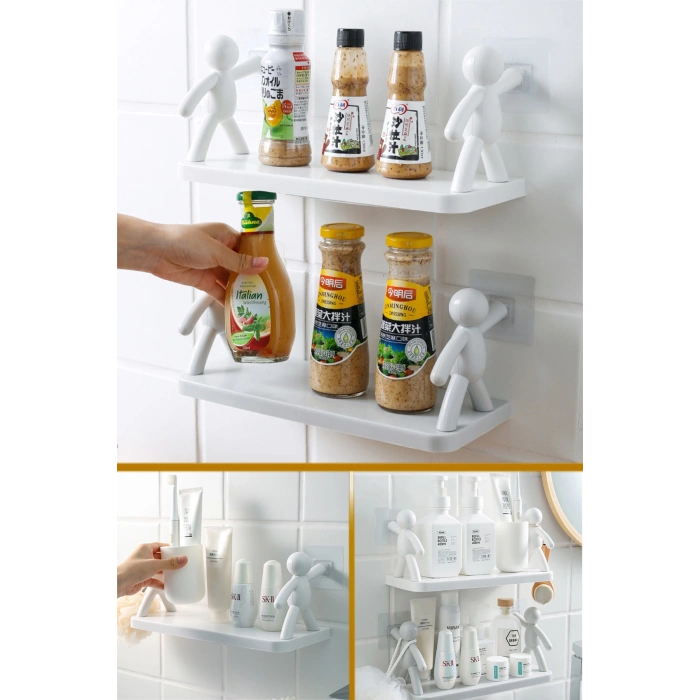 Kendinden Yapışkanlı Craft Banyo Rafı Baharatlık Mutfak Organizer Duvara Monte Raf Düzenleyici 6 Adet