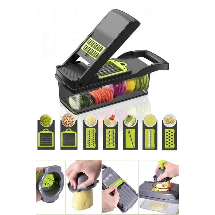 Lüx Küp Rende 13 Parça Hazneli Sebze Doğrayıcı Seti