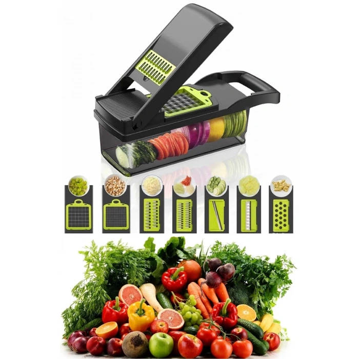 Lüx Küp Rende 13 Parça Hazneli Sebze Doğrayıcı Seti