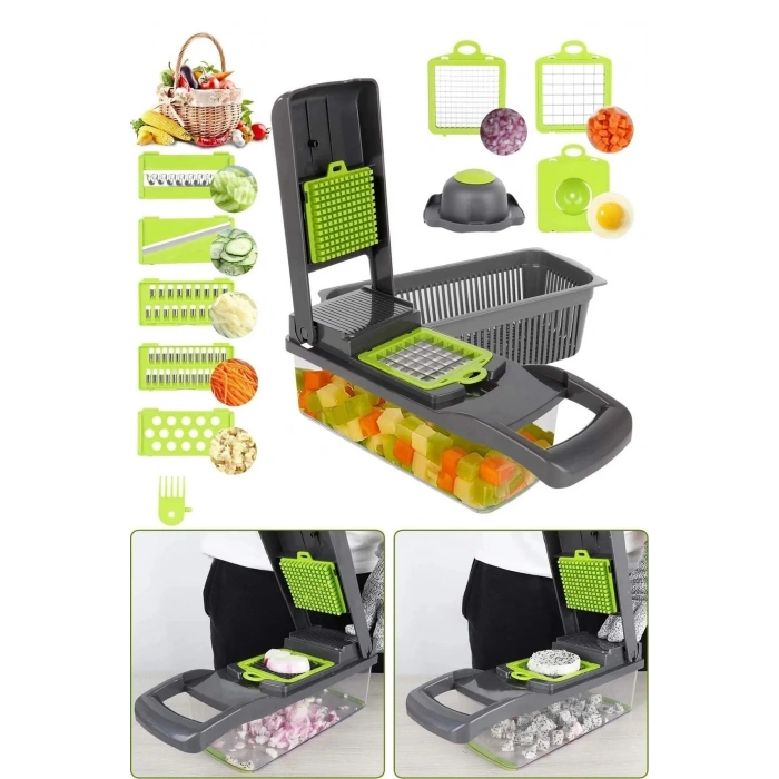 Lüx Küp Rende 13 Parça Hazneli Sebze Doğrayıcı Seti