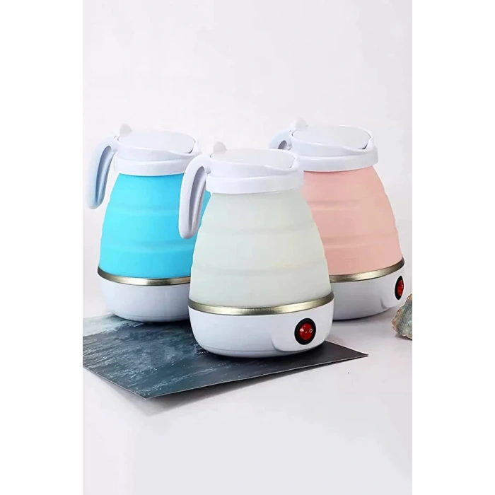 Mini Silikon Katlanabilir Kettle Kolay Kullanım Su Isıtıcı Taşınabilir Seyahat Piknik Demlik 600ml